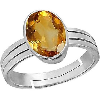                      CEYLONMINE-Natural Citrine Sunehla 5.25 Ratti Panchdhatu Adjustable Silver Plated Ring for Men and Women                                              