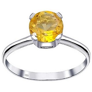                       CEYLONMINE-5.00 Carat Citrine Ring Sunela Certified Natural Precious Gemstone Citrine Silver Plated Adjustable Ring                                              