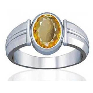                       CEYLONMINE-Citrine Sunehla 5.75 Ratti Citrine Silver Plated Astrological Ring For Unisex                                              