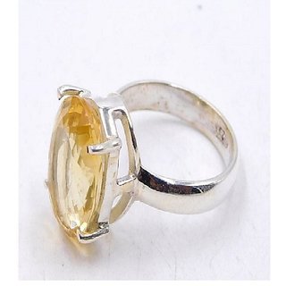                       CEYLONMINE-5.25 Ratti Natural Certified Beautiful Sunela Ring Citrine Silver Plated Ring for Men and Women                                              