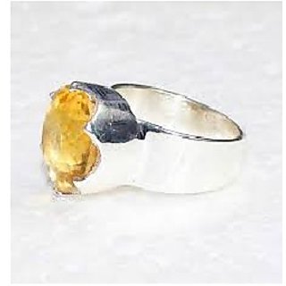                       CEYLONMINE-5 Carat Citrine Ring Sunela Certified Natural Gemstone Citrine Silver Plated Adjustable Ring for Unisex                                              