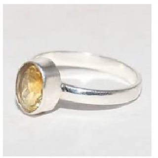                       CEYLONMINE-Certified Citrine Sunehla 5 Carat Panchdhatu Silver Plated Astrological Ring for Men and Women                                              