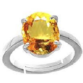                       CEYLONMINE-5.25 Ratti Sunela Certified Natural Precious Gemstone Silver Plated Adjustable Ring                                              
