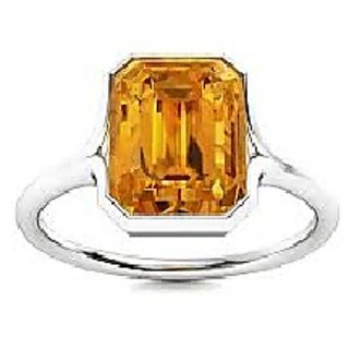                       CEYLONMINE-Natural Citrine Stone 5.00 Carat Silver Plated Ring for Women's and Men's                                              