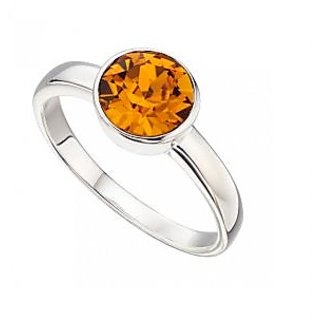                       CEYLONMINE-5.25 Ratti Natural Precious Gemstone Citrine Silver Plated Adjustable Ring for Unisex                                              