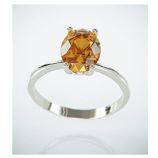                       CEYLONMINE-5.25 Ratti Natural Original Precious Gemstone Citrine Silver Plated Adjustable Ring                                              