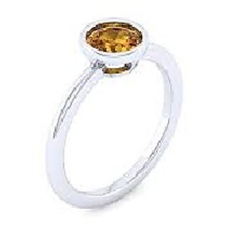                      CEYLONMINE-Citrine (Sunehla) Rashi Ratan Panchdhatu Silver Plated Ring for Women                                              