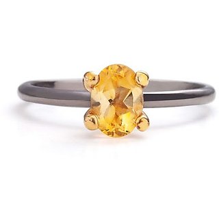                       CEYLONMINE-Citrine Ring Men's and Women's Certified Citrine Sunehla 5 Carat Panchdhatu Astrological Ring for Unisex                                              
