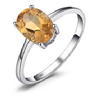                       CEYLONMINE-5.00 Carat Natural Precious Gemstone Citrine Silver Plated Adjustable Ring for Unisex                                              
