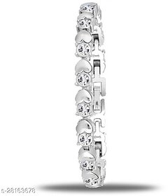 Silver Plated American Diamond Metal Bracelet For Women