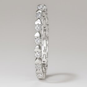 Silver Plated American Diamond Metal Bracelet For Women