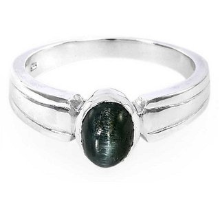                       JAIPUR GEMSTONE-5 Ratti Black Cat's Eye Stone Ashtdhatu Adjustable Ring For Unisex                                              