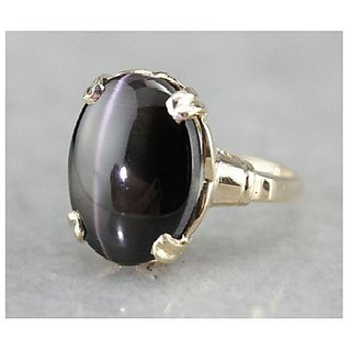                       JAIPUR GEMSTONE-Natural Black Lehsunia Gemstone Ashtadhatu Cat's Eye Free Size Anguthi                                              