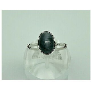                       JAIPUR GEMSTONE-Black Cat's Eye Lehsunia 5 Ratti Stone Panchdhatu Adjustable Ring for Women and Men                                              