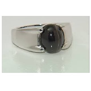                       JAIPUR GEMSTONE-5.5 Ratti Black Cat's Eye Certified Gemstone Unheated and Untreated Ring for Unisex                                              