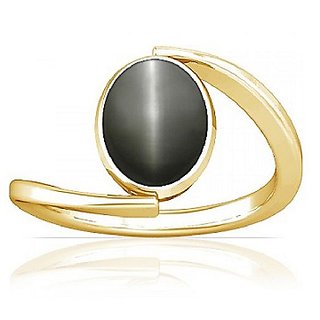                       CEYLONMINE-6.50 Ratti Black Cat's Eye Stone Ring Gemstone A+ Quality for Men and Woman                                              