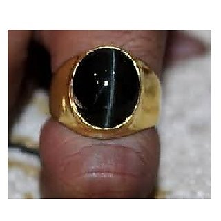                       CEYLONMINE-Clean Gems Black Cat's Eye Lahsunia 6.25 Ratti Astrological Certified Gemstone Ring                                              