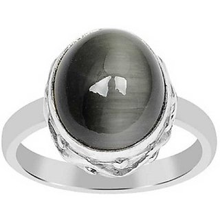                       CEYLONMINE-6.25 Ratti Natural Black Cat's Eye Gemstone Unheated and Untreated Ring for Men and Women                                              