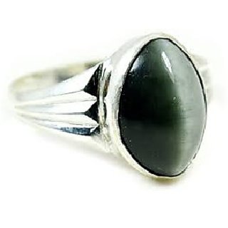                       CEYLONMINE-6 Ratti Black Lehsuniya Cat's Eye Gemstone Ring for Men and Women                                              