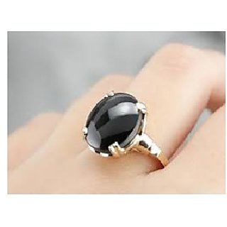                       CEYLONMINE-5.25 Ratti Natural Black Cat's Eye Gemstone Unheated and Untreated Ring for UNISEX                                              