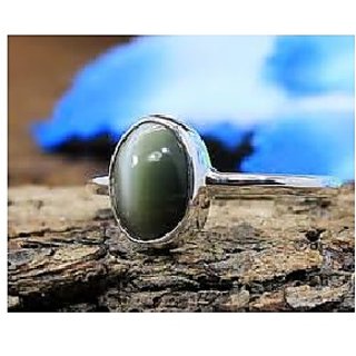                       CEYLONMINE-6.50 Carats Black Cat's Eye Ring Original and Certified Lehsunia Gemstone Anguthi                                              