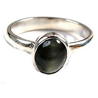                       CEYLONMINE-Natural 5.25 Ratti Black Cat's Eye Lehsuniya Stone Ashtdhatu Ring for Astrological Purpose                                              