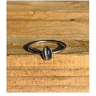                       CEYLONMINE-5.5 Ratti Natural Black Cat's Eye Stone Gold Plated Adjustable Ring for Men and Women                                              