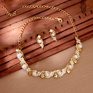 Sukkhi Lovely Gold Plated Pearl Necklace Set for Women