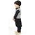 Boys Black Kurta Payjama Set With Gery Waistcoat by SBN