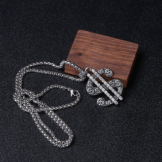 ShivJagdamba Sterling Silver 'S' Alphabet Pendants Jewelry with Chain Silver Stainless Steel Pendant Necklace For Unisex