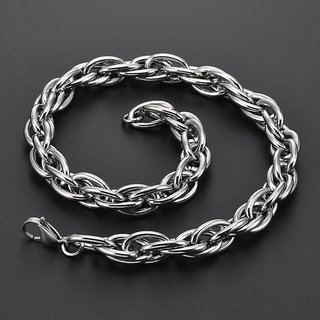                      M Men Style Fashion Design Solid Genuine Link For Friendship Birthday Stainless Steel Silver Necklace Chain For Men                                              
