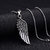 M Men Style Angle Wing Feather Locket With Chain Stainless Steel Sterling Silver Pendant Necklace Chain For Unisex