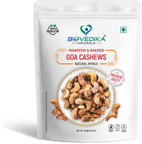 BIOVEDIKA Truly Goan Cashewnuts 250 gm with Skin  Roasted  Salted  100 Authentic Goa Cashews  Great for Snack