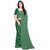 Shopkio Women's Pure Georgette Strips Printed Green Colour Saree with Blouse Piece