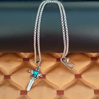                       ShivJagdamba  Rock Star Jewellery Fancy Fashion Vintage Dragon Blue Charm Silver Stainless Steel Pendant For Unisex                                              