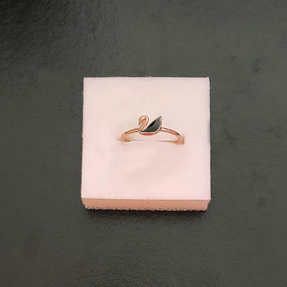                       M Men Style  Anniversary Promise ValentineGift Tiny Swan Adjustable Ring With CublicZirconia RoseGold Copper For Women                                              