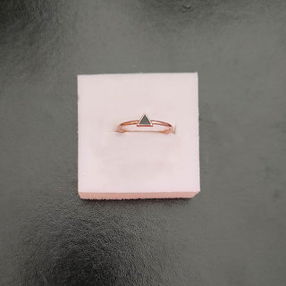                       M Men Style Anniversary Promise Valentine Gift Black Tringle Geometric Adjustable Ring RoseGold Copper For Women                                              