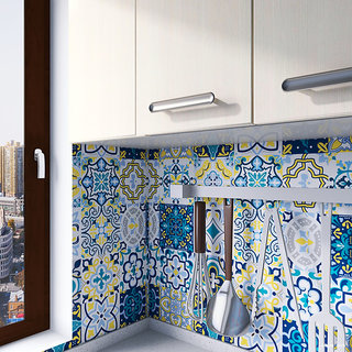                       JAAMSO ROYALS Multi Squre Classical Tile Designer Waterproof , Self Adhesive Kitchen Wallpaper (500CM X 60 CM)                                              