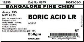 BORIC ACID LR - 250gm,  (H3BO3) CAS No10043-35-3