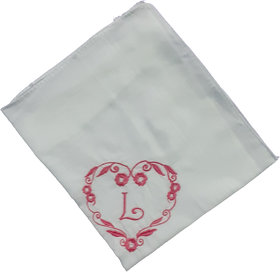 SAE Elegantly Embroidered Heart with Letter- L Cotton Hand Kerchief Pack of 1