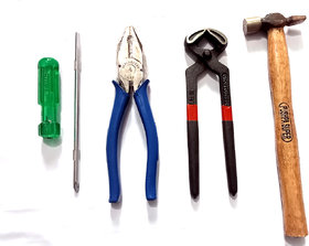 JAMM Hand Tool Kit 4 in 1 Screwdriver 1 Pliers 1 Small Hammer 1 hammer 1 Jambur Hand Tool Kit  (4 Tools).