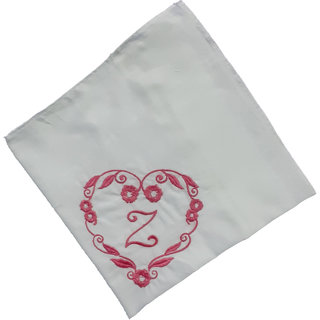                       SAE Elegantly Embroidered Heart with Letter- Z Cotton Hand Kerchief Pack of 1                                              