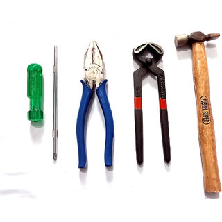                       JAMM Hand Tool Kit 4 in 1 Screwdriver 1 Pliers 1 Small Hammer 1 hammer 1 Jambur Hand Tool Kit  (4 Tools).                                              