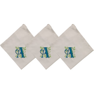                       SAE Elegantly Embroidered Letter- A Cotton Hand Kerchief Pack of 3                                              