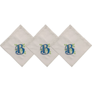                       SAE Elegantly Embroidered Letter- B Cotton Hand Kerchief Pack of 3                                              