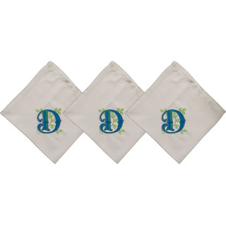                       SAE Elegantly Embroidered Letter- D Cotton Hand Kerchief Pack of 3                                              