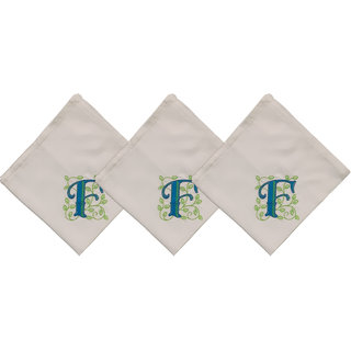                       SAE Elegantly Embroidered Letter- F Cotton Hand Kerchief Pack of 3                                              