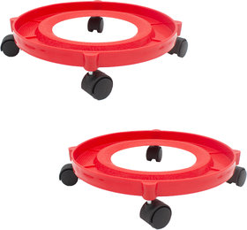 Jaycee Plastic Gas (LPG) Cylinder Roller Stand Flexible,Movable and Unbreakable with Wheels Pack of 2 Gas Cylinder Trolley (Red)