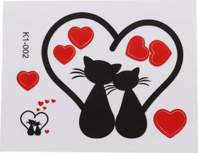 JAAMSO ROYALS Cute Cat Couple With Red Heart Waterproof WallSticker (1310 CM)