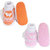 Neska Moda Pack Of 2 Baby Infant Soft Orange and Baby Pink Booties For Age Group 0 To 12 Months SK140andSK179